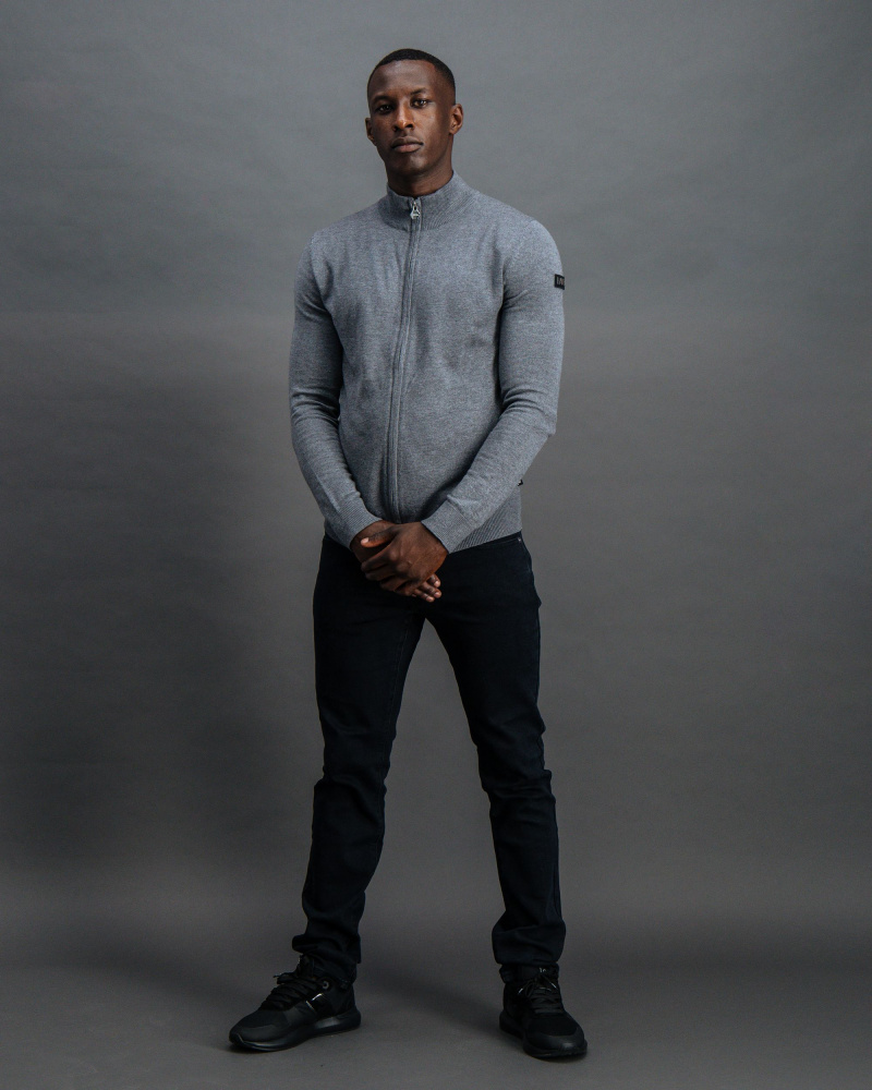 BALR. Full-Zip Knitted Cardigan grijs voorzijde BALR. Full-Zip Knitted Cardigan grijs voorzijde