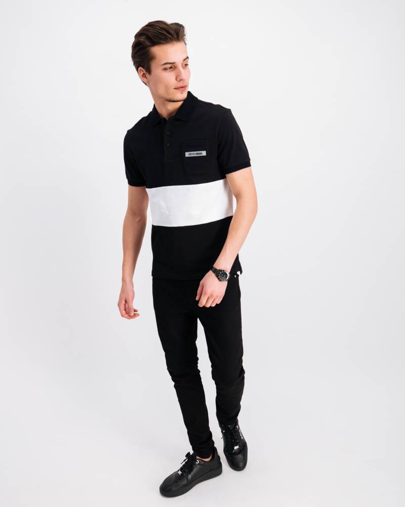LOAB Striped Polo Sweat Black LOAB Striped Polo Sweat Black