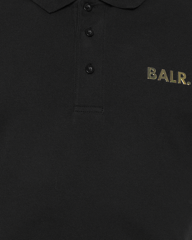 Brand Gold Metal Logo Polo Shirt Black Brand Gold Metal Logo Polo Shirt Black