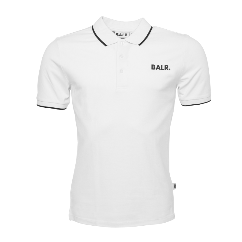 BALR. Brand Metal Logo Polo Shirt White Front BALR. Brand Metal Logo Polo Shirt White Front