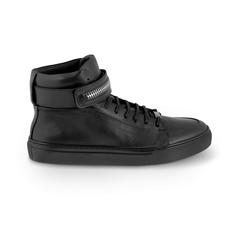 Black Leather Sneaker Side Black Leather Sneaker Side