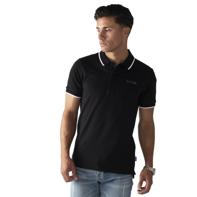 BALR. Brand Metal Logo Polo Shirt Black Lifestyle BALR. Brand Metal Logo Polo Shirt Black Lifestyle