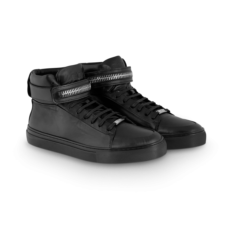 Black Leather Sneaker Front Black Leather Sneaker Front