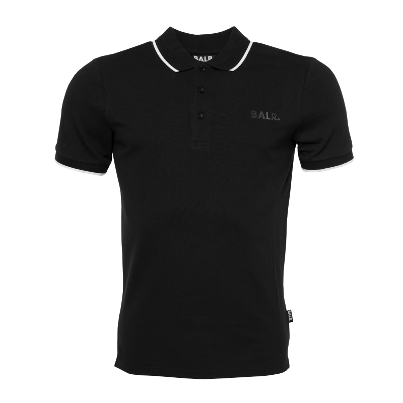 BALR. Brand Metal Logo Polo Shirt Black Front BALR. Brand Metal Logo Polo Shirt Black Front