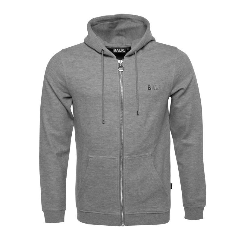 BALR. Q-series Zipped Hoodie Grey Front BALR. Q-series Zipped Hoodie Grey Front