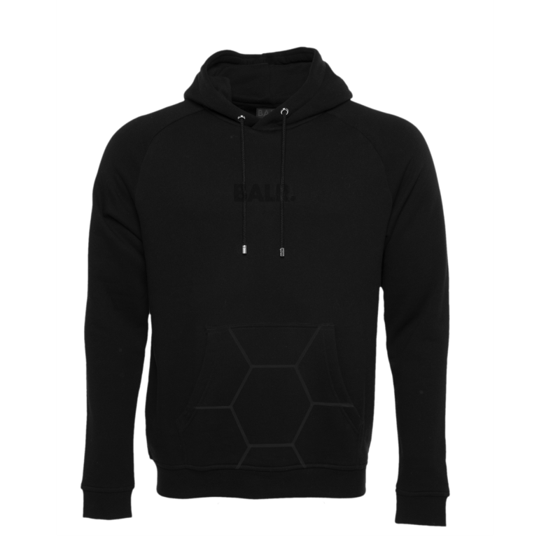 BALR. Black on Black Panel Hoodie Front BALR. Black on Black Panel Hoodie Front