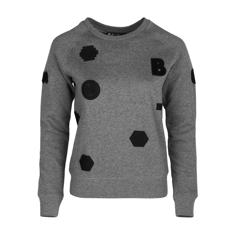 Women Patch Crew Neck Grey Front Women Patch Crew Neck Grey Front