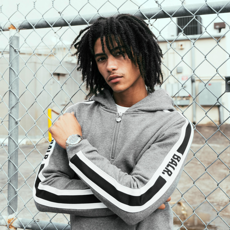 Webbing-Trimmed Hoodie Grey Lifestyle Webbing-Trimmed Hoodie Grey Lifestyle