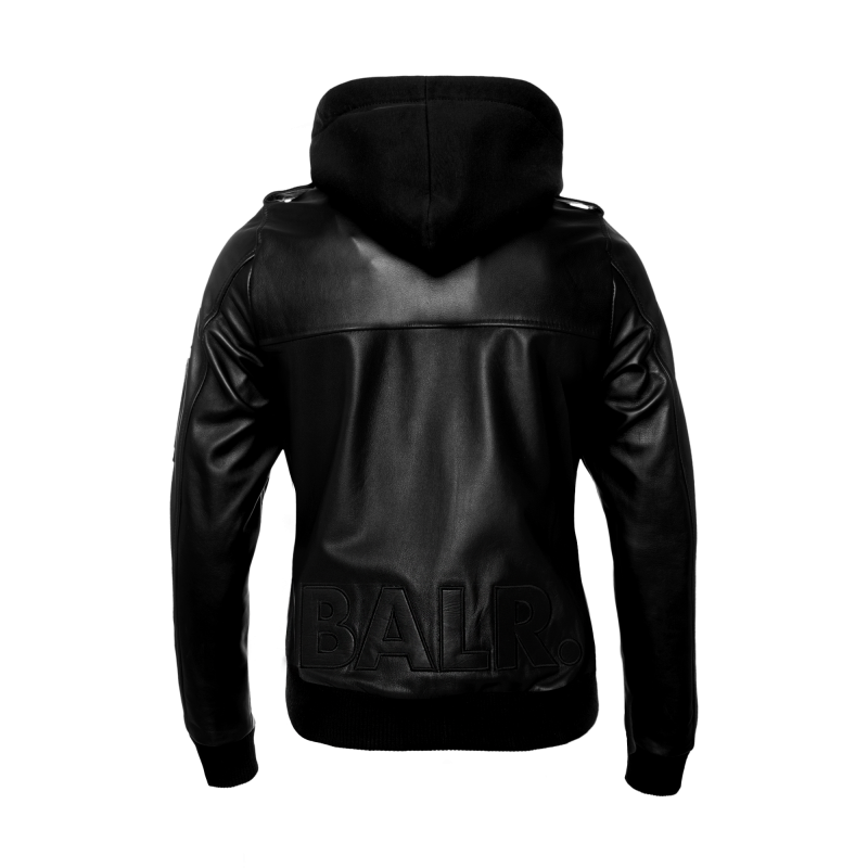 BALR. Hooded Leather Bomber Jacket Back BALR. Hooded Leather Bomber Jacket Back