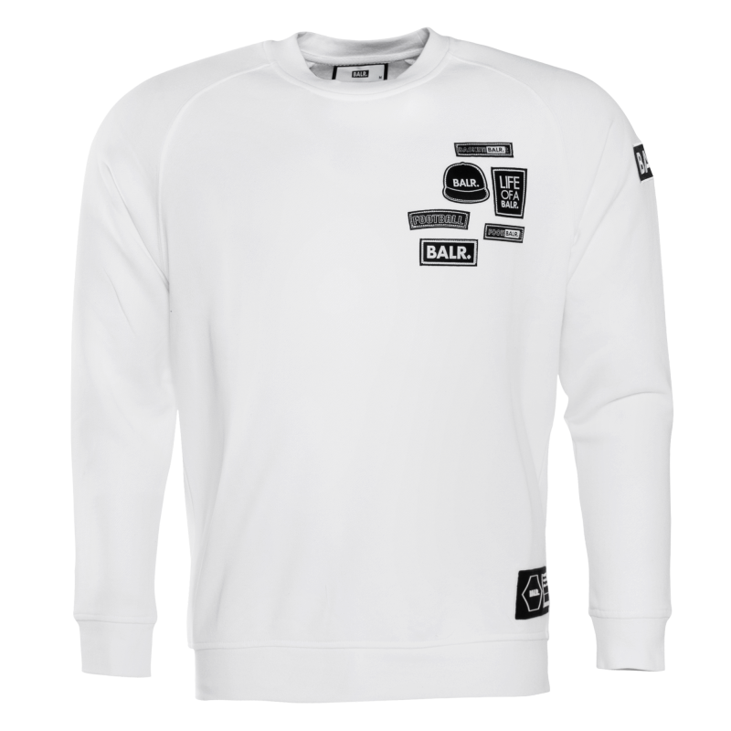 Balr Badge Crew Neck Sweater White balr kopen in de aanbieding