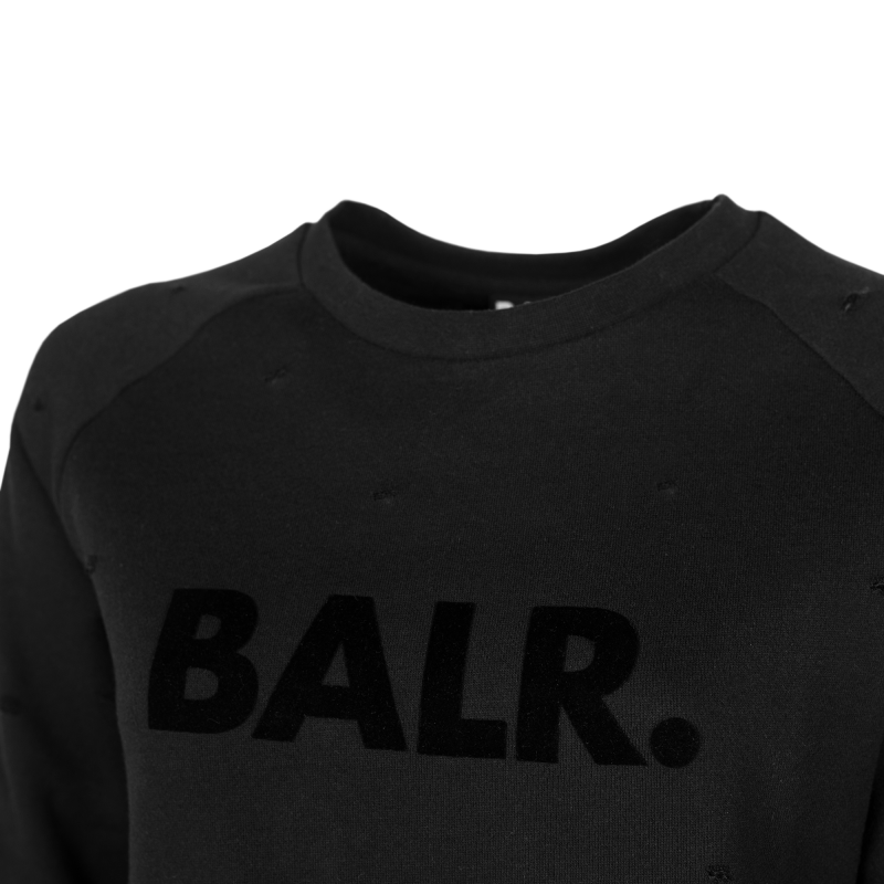 Black Distressed Crew Neck Detail Black Distressed Crew Neck Detail