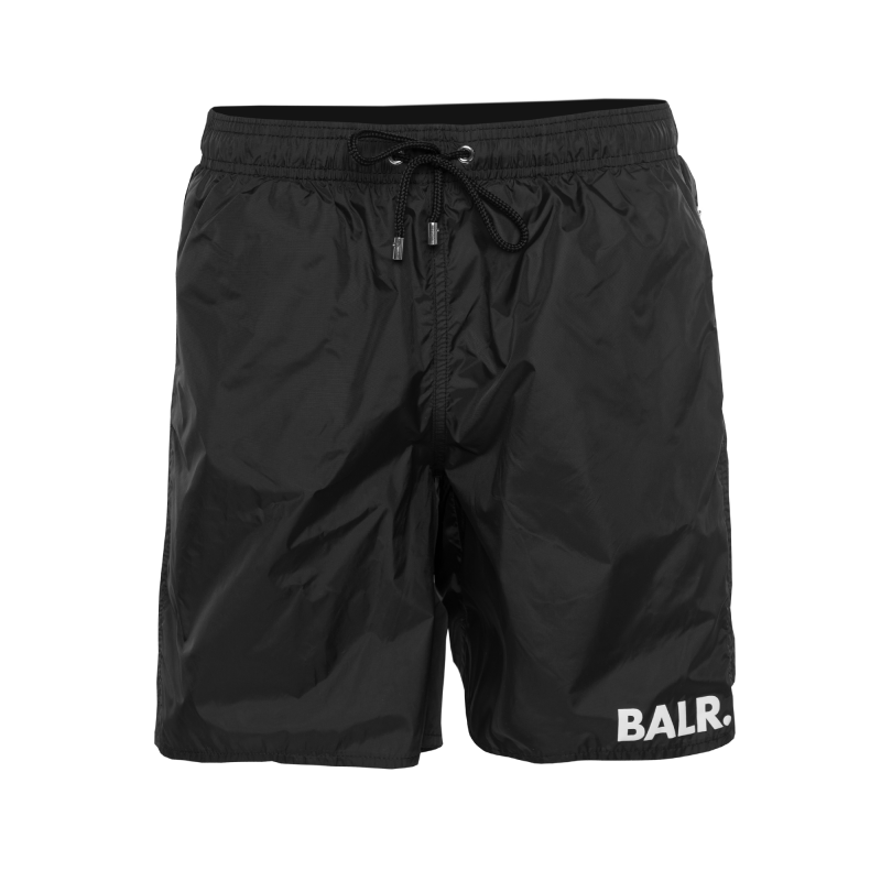 BALR. Mid-Length Swim Shorts Black Front BALR. Mid-Length Swim Shorts Black Front