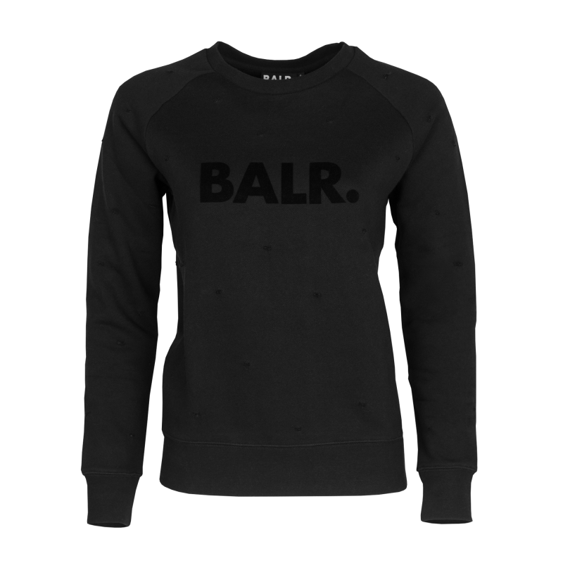 Black Distressed Crew Neck Front Black Distressed Crew Neck Front