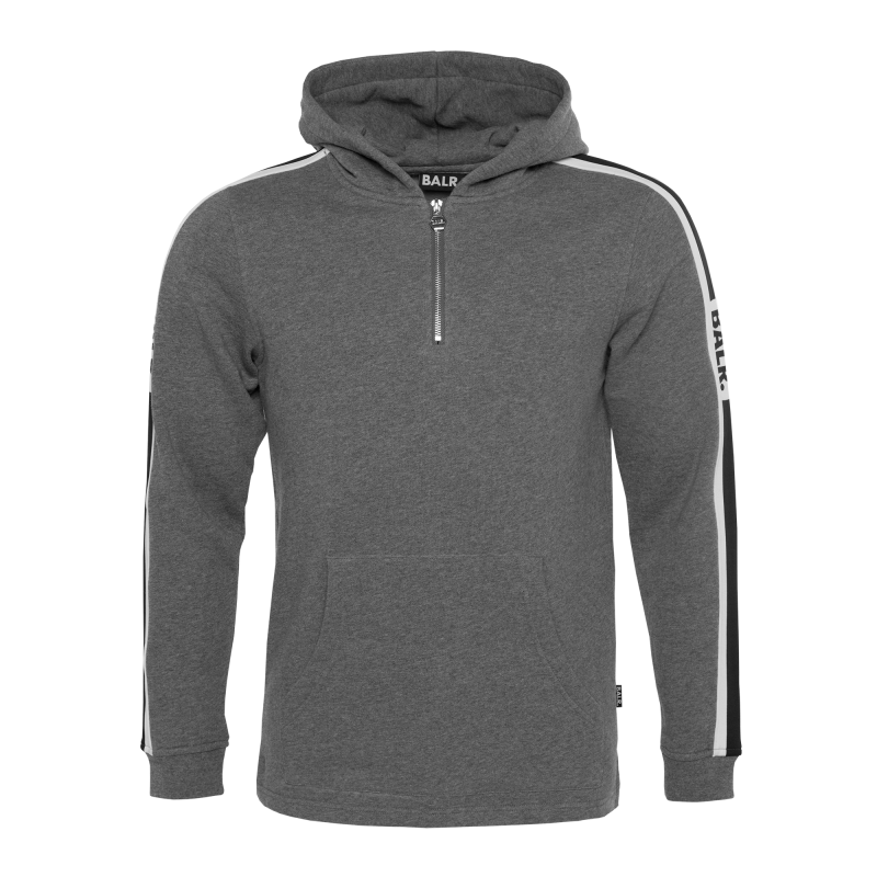 Webbing-Trimmed Hoodie Grey Front Webbing-Trimmed Hoodie Grey Front